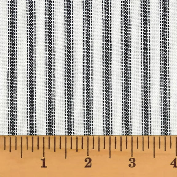 JCS Medium Weight Black White Ticking Stripe Homespun Cotton Fabric Sold by the Yard