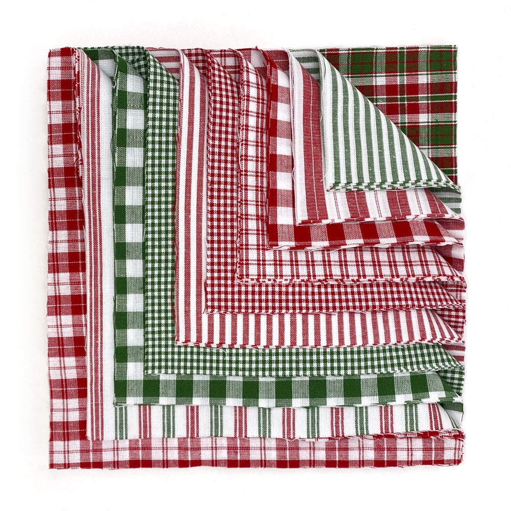 JCS Merry Christmas Homespun Plaid Striped Fabric 44 Precut 10-inch Quilt Squares Cake Layers