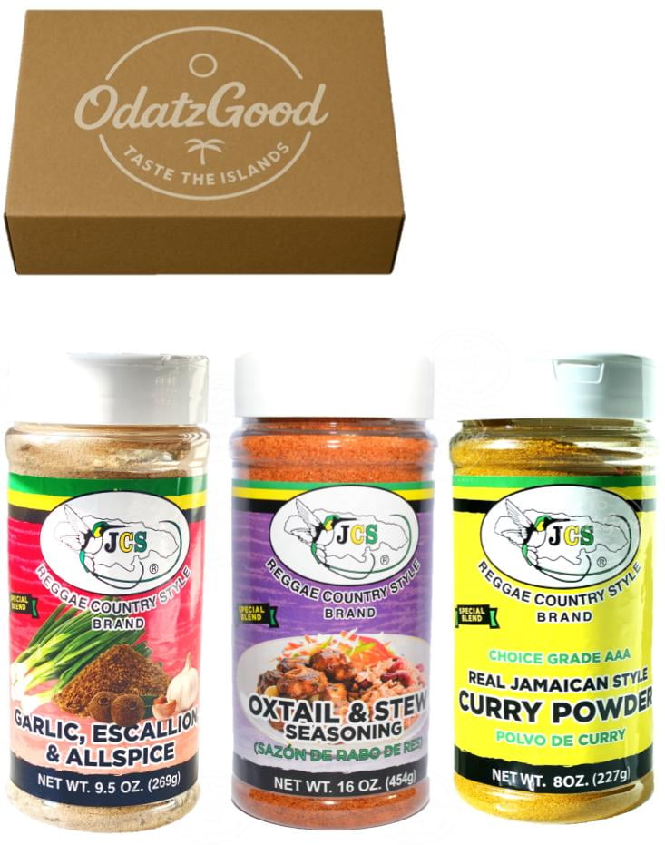 JCS Oxtail 16oz, Garlic Escallion Allspice 9.5 & Curry 8oz Variety Pack 3-Pack – Curated & Packaged by ODatzGood