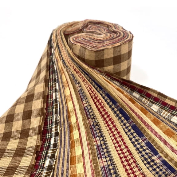 Primitive Plaid Homespun Fabric 2.5 X 44 inch Precut Roll (Jelly Roll)- 22 pc. by JCS