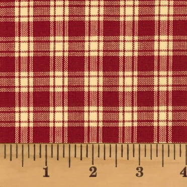 JCS Primitive Red 4 Plaid Homespun Cotton Fabric Sold by the Yard