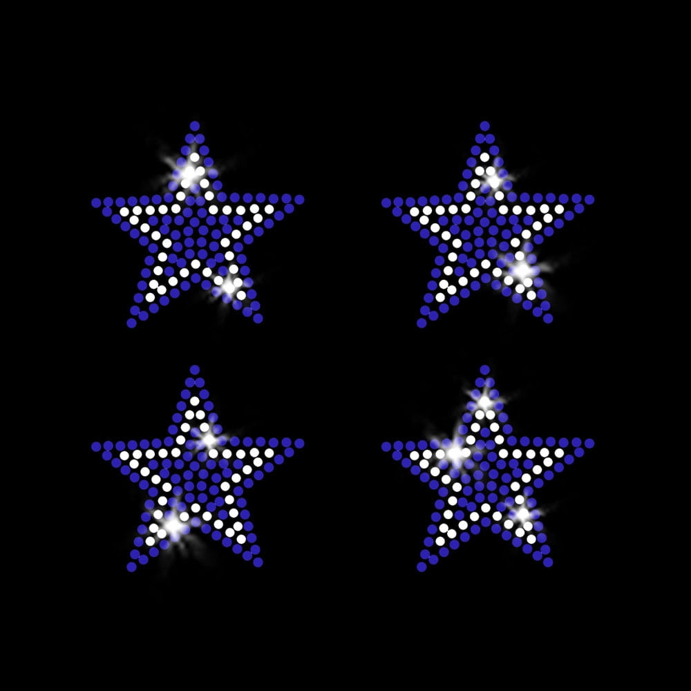 Star Rinstones JCS Rhinestones Blue Star Set of 4 Stars Iron-on Sparkly Dance All-Star ...