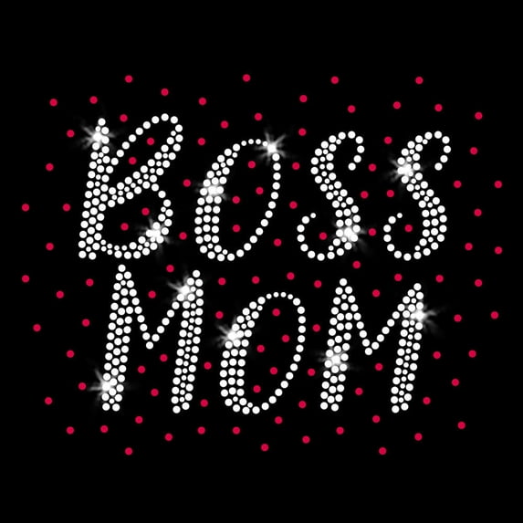 JCS Rhinestones Boss Mom Iron-on Clear Rhinestone Pink Rhinestud Transfer