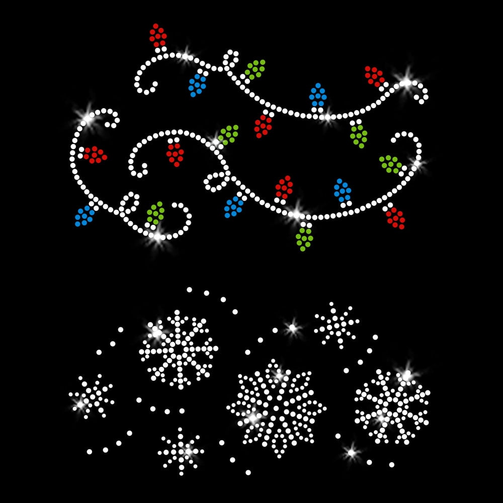 JCS Rhinestones Cute Christmas Snowflakes Lights Snow Bling Design Iron ...