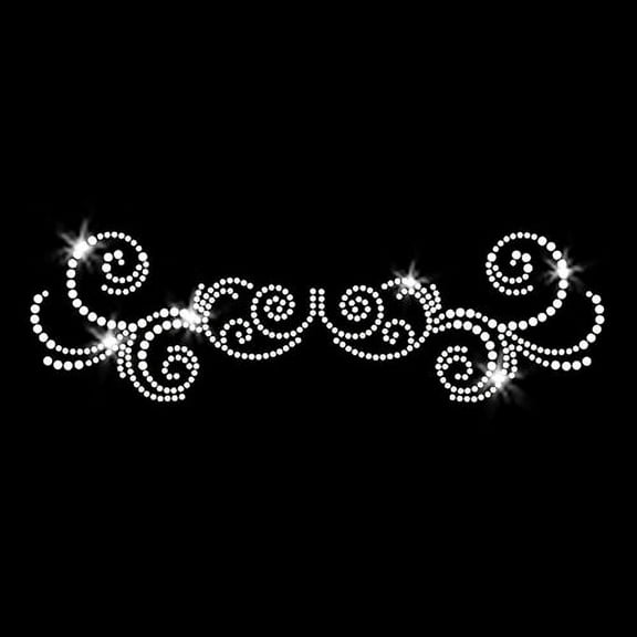 JCS Rhinestones Embellish Design Fancy Swirly Flourish Swirls Sparkly Bling Iron-on Clear Rhinestone Transfer