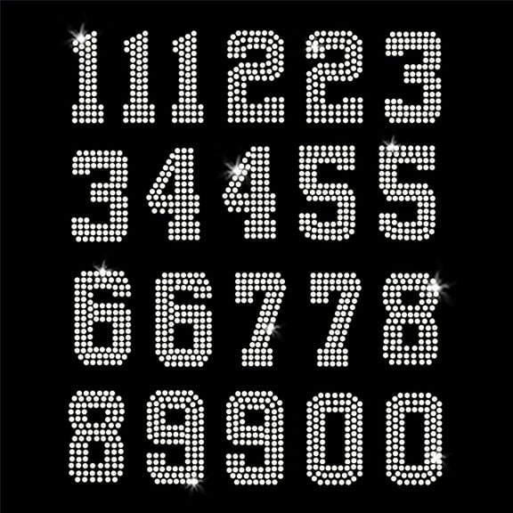 JCS Rhinestones Jersey Numbers - set of 21 Iron-on Clear Rhinestone Transfer