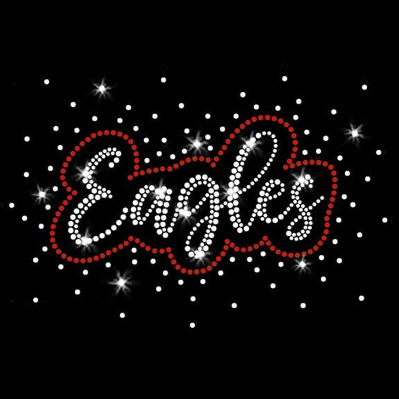 JCS Rhinestones Red Eagles Sparkle Burst Sparkly Bling Football Iron-on Clear Crystal Rhinestone Transfer