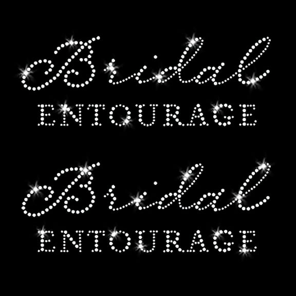 JCS Rhinestones Set of 2 Bridal Entourage Wedding Sparkly Clear Crystal Iron-on Rhinestone Transfer
