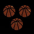 JCS Rhinestones Set of 3 Basketball Balls Iron-on Orange Rhinestone Crystals DIY Bling Transfer ...