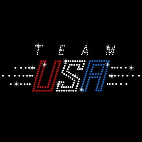 JCS Rhinestones Team USA America Red Blue Patriotic Iron-on Rhinestone Transfer