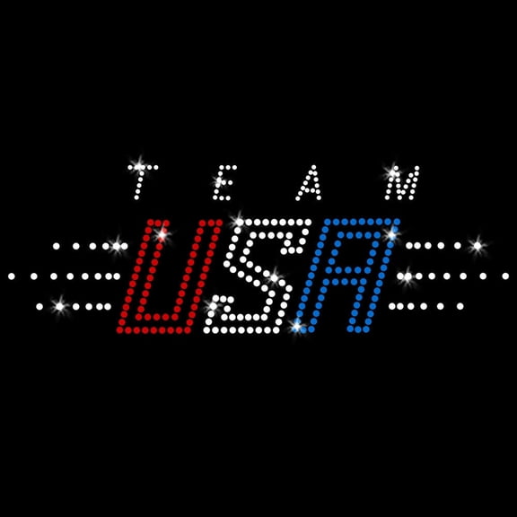 JCS Rhinestones Team USA America Red Blue Patriotic Iron-on Rhinestone Transfer