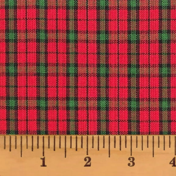 JCS Traditional Christmas Tartan 4 Homespun Cotton Fabric Sold by the Yard