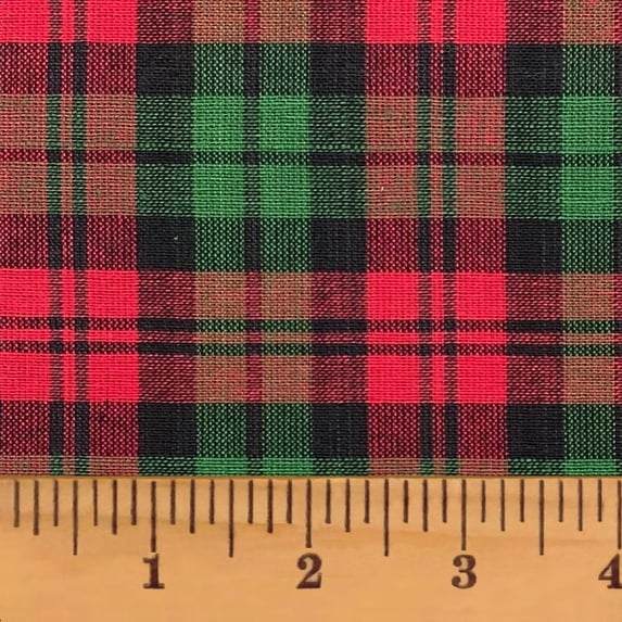 JCS Traditional Christmas Tartan 7 Homespun Cotton Fabric Sold by the Yard