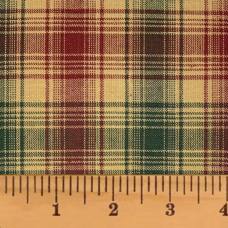 JCS Vintage Christmas 1 Plaid Homespun Cotton Fabric Red Green Sold by the Yard
