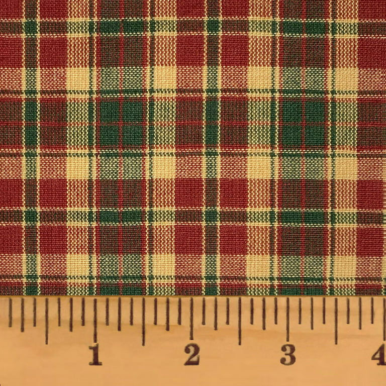JCS Vintage Christmas 2 Plaid Homespun Cotton Fabric Red Green Sold by the  Yard