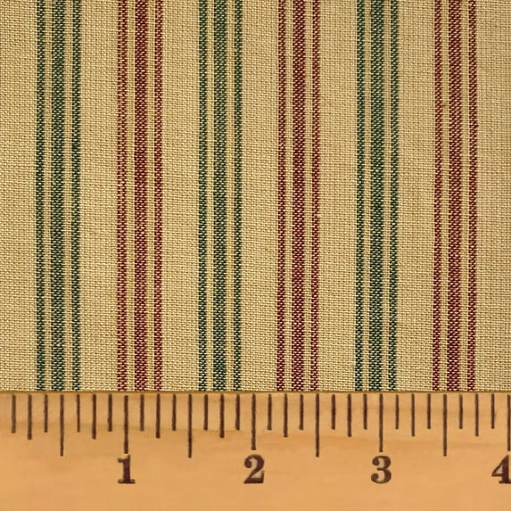 JCS Vintage Christmas Stripe Red Green Homespun Cotton Fabric Sold by the Yard