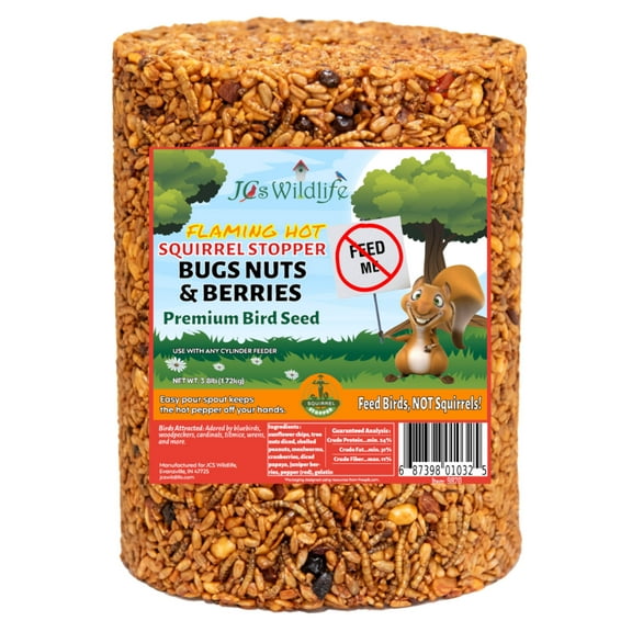 JCS Wildlife Squirrel Stopper Bugs Nuts & Berries Large Cylinder 3.8lbs