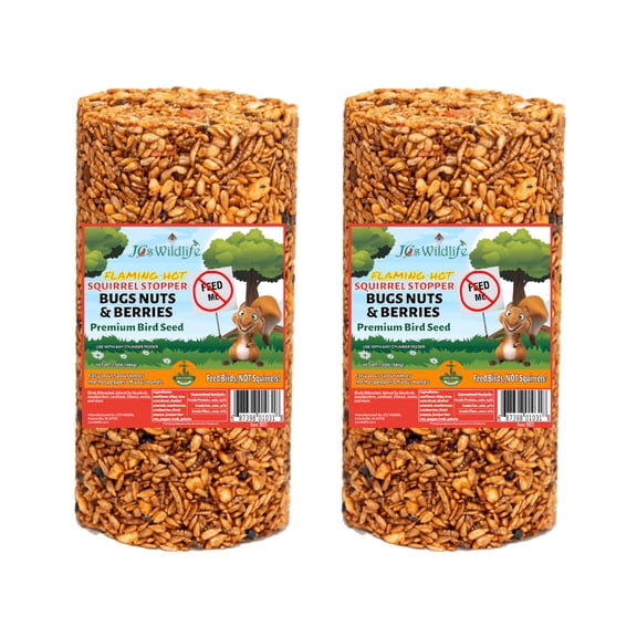 JCS Wildlife Squirrel Stopper Bugs Nuts & Berries Small Cylinder 1.5lbs (2-Pack)