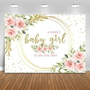 JCSHIT Floral Sweet Baby Girl Backdrop It's a Girl Baby Shower Background Watercolor Pink Party Cake Table Decoration Photo Booth Props