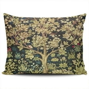 JCSHIT Pillowcase Home Sofa Decorative William Morris Tree of Life Floral Vintage Art Square Throw Pillows Case Cushion Covers Double Sided Printed Set of 1