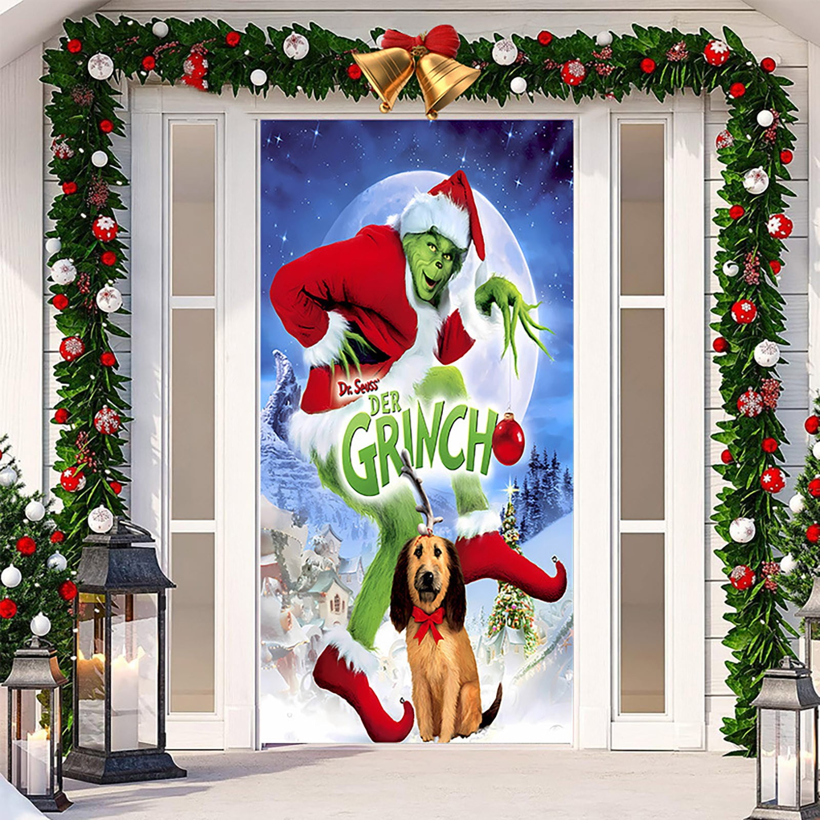 JCToys Grinch Christmas Door Cover & Banner Welcome to Grinch Door