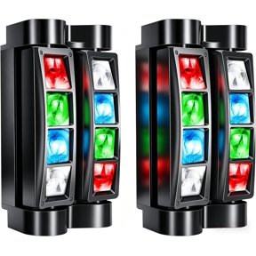 JCYWFLODY Spider Moving Head DJ Light, 8x10W LED Stage Lights RGBW Sound Activated DMX512 Control DJ Lights for Parties Club Pub Disco Live Show Wedding Event Stage Lighting, 2 Packs