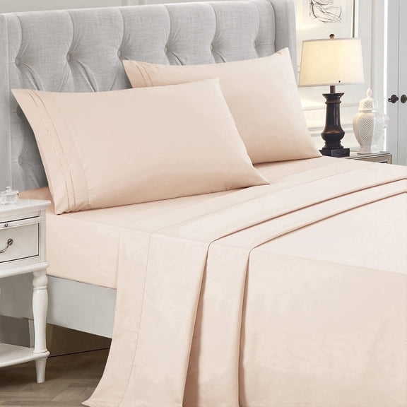 JCrown Premium Hotel Style Bed Sheets Rich and Soft Hand, Breathable, and Cooling Resistant to Wrinkle, Shrinkage, Fade, and Stain Easy Care (Blush, Cal King)