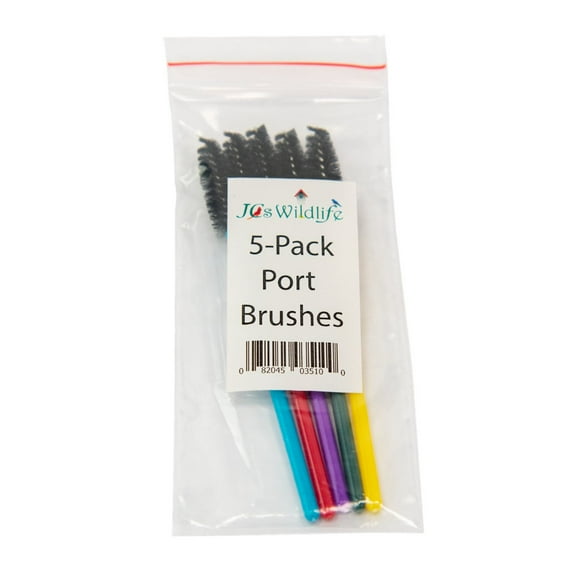JCs Wildlife 1 Hummingbird Feeder Port Brushes, Mini Nylon Cleaning Brushes Set, 5 Small Cleaning Brushes in Each Pack