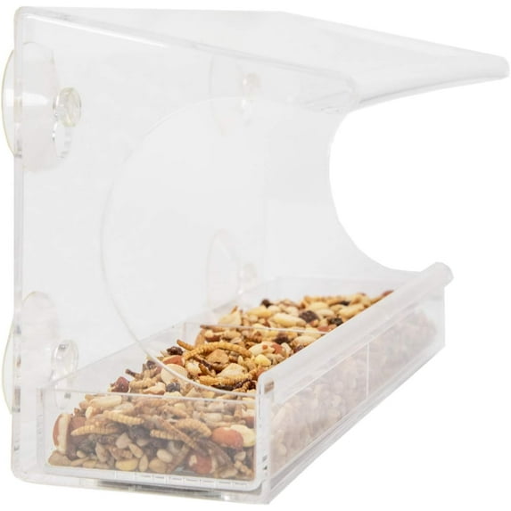 JCs Wildlife All Acrylic Window Bird Feeder - Holds 2 Cups of Bird Seed