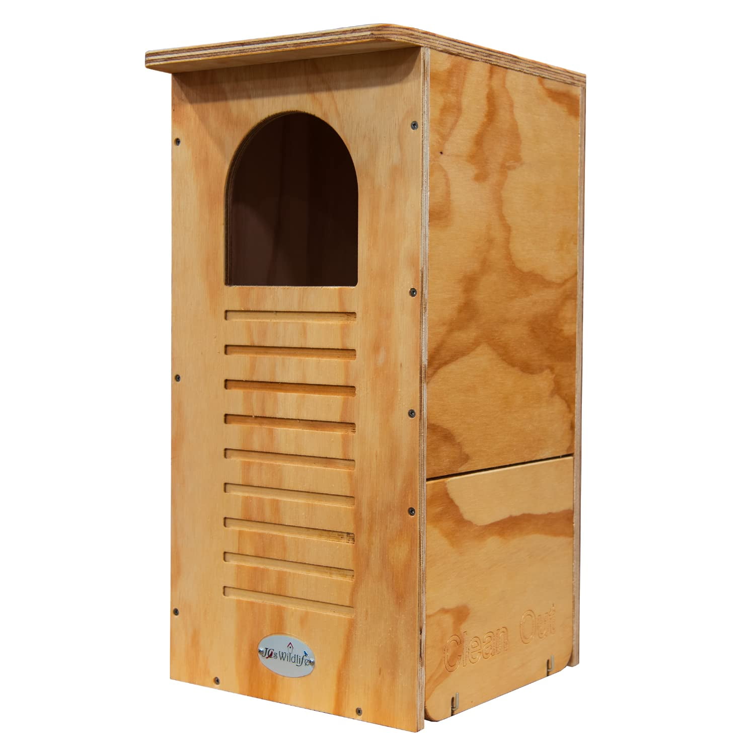 Natural Pine Barred Owl Nesting Box with Clean Out Door