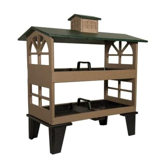 JCs Wildlife Double Colossal Ground Fly Thru Bird Feeder (Green/Tan)