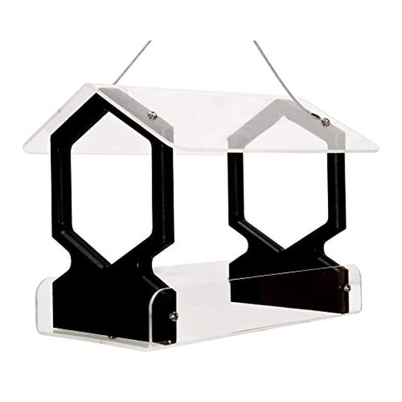 JCs Wildlife Geometric Hanging Bird Feeder Holds 3 Cups (Black)