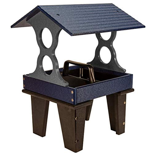 JCs Wildlife Ground Fly Thru Bird Feeder (Medium, Blue and Gray)