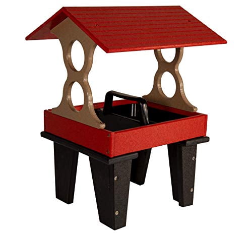 JCs Wildlife Ground Fly Thru Bird Feeder (Medium, Red and Tan)