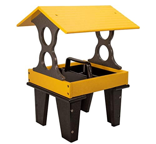 JCs Wildlife Ground Fly Thru Bird Feeder (Medium, Yellow and Gray)