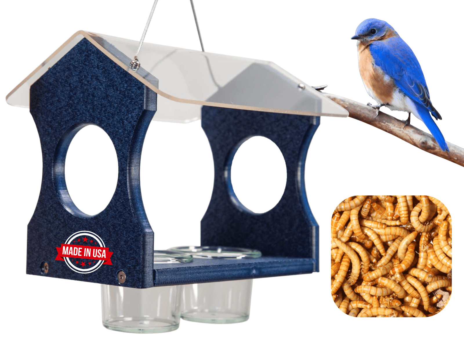 Kettle Moraine Eastern Bluebird Nest Box With Pole - Recycled Plastic, NABS Approved