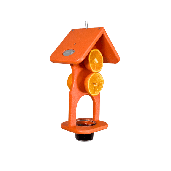 JCS Wildlife Hourglass Jelly and Double Fruit Orange Oriole Bird Feeder - Feed 4 Orange Halves and Grape Jelly - Made in the USA