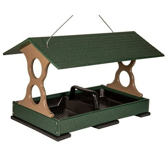 JCs Wildlife Large Fly Thru Bird Feeder (Green and Tan, Feeder Only)