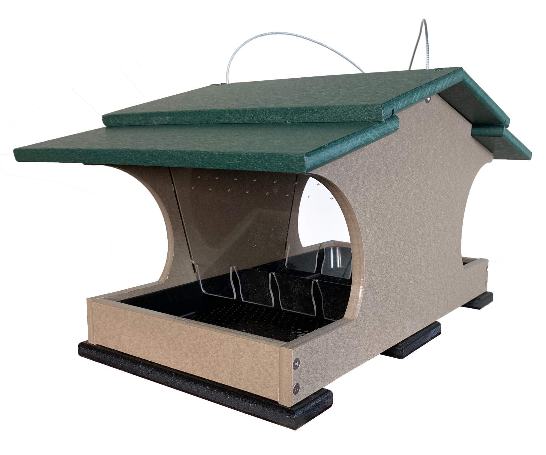 JCs Wildlife Large Poly Hopper Bird Feeder (Green/Tan)