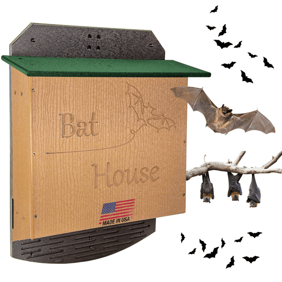 JCs Wildlife Poly Lumber Large Triple Chamber Bat House - Holds up to 300 Bats, Easy for Bats to Land and Roost - Outdoor Bat Shelter - Weather Resistant Material