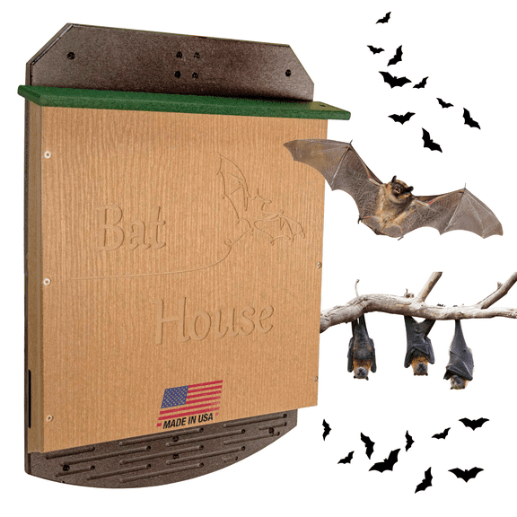 JCs Wildlife Poly Lumber Single Chamber Bat House - Holds up to 100 Bats, Easy for Bats to Land and Roost - Outdoor Bat Shelter - Weather Resistant Material