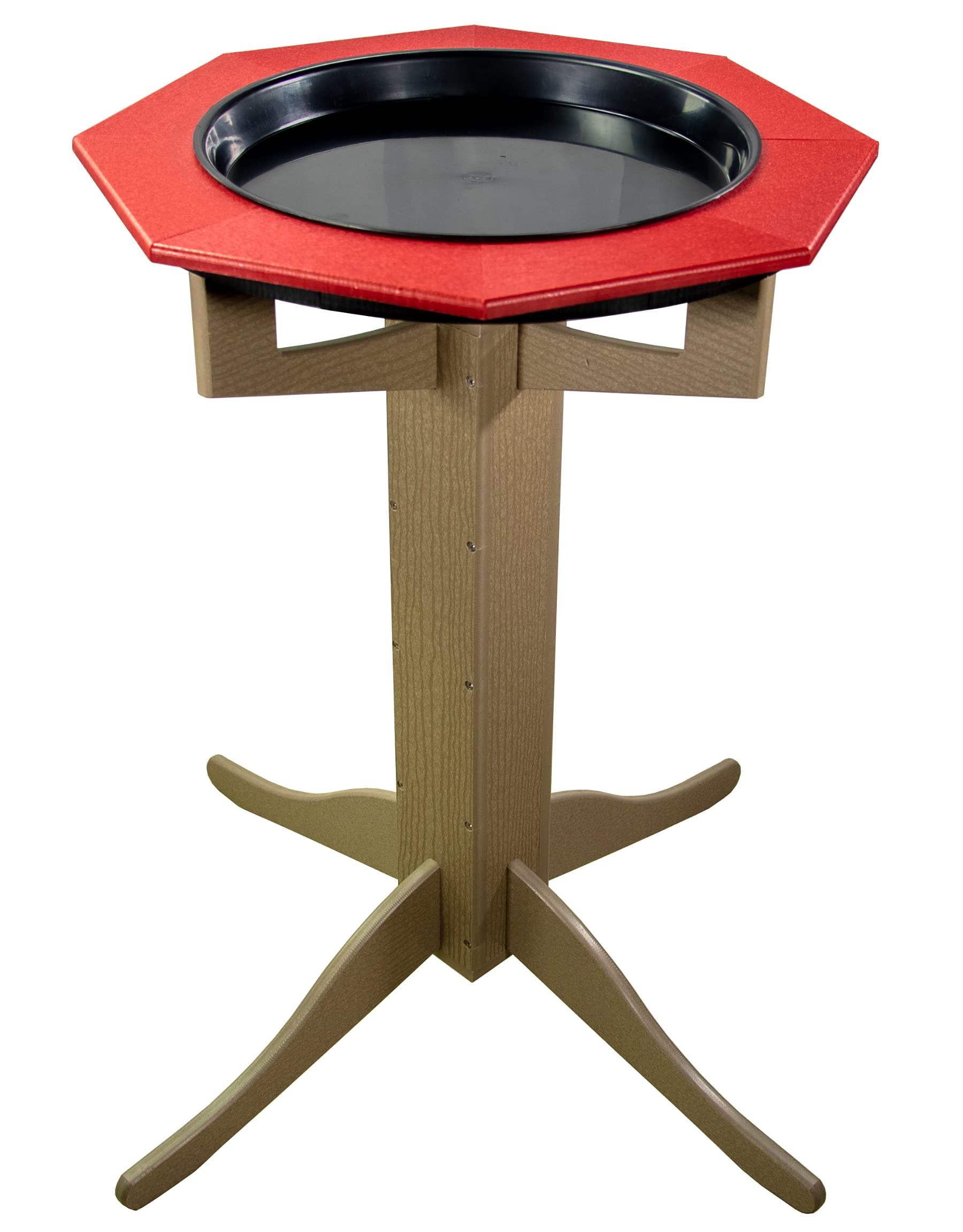 JCs Wildlife Poly Lumber Tan Pedestal Garden Bird Bath (Red)