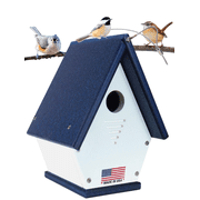 JCs Wildlife Recycled Poly Lumber Wren Chateau Birdhouse White/Blue