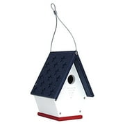 JCs Wildlife Recycled Poly Lumber Wren Chateau Birdhouse (White/Red/Blue Stars Roof)