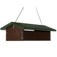 thumbnail image 1 of JCs Wildlife Recycled Upside Down Double Suet Feeder Brown W/ Green Roof - 4 Suet Cake Capacity - Keeps Cakes Dry, 1 of 11