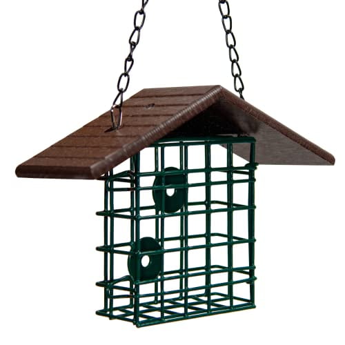 JCs Wildlife Single Suet Cage Bird Feeder with Poly Lumber Roof Holds