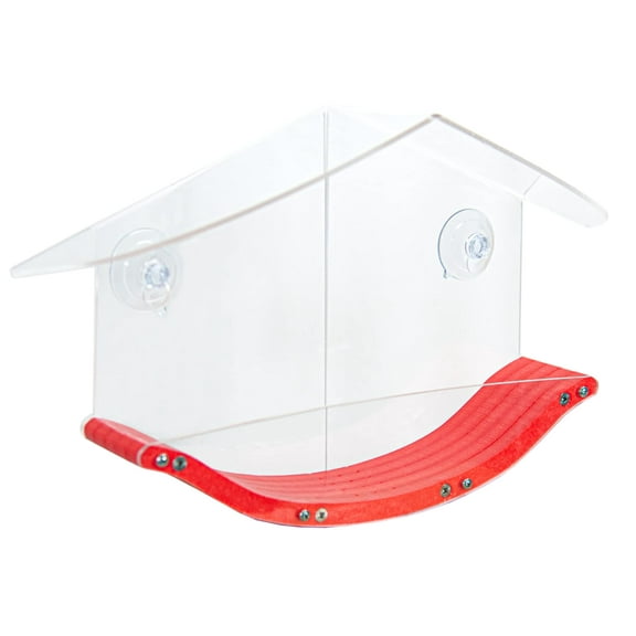 JCs Wildlife Swoop Recycled Poly Lumber Window Bird Feeder - Holds 2 Cups of Bird Seed (Red)