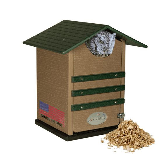 JCs Wildlife Ultimate Poly Screech Owl/Saw-Whet Owl House (Green/Tan)