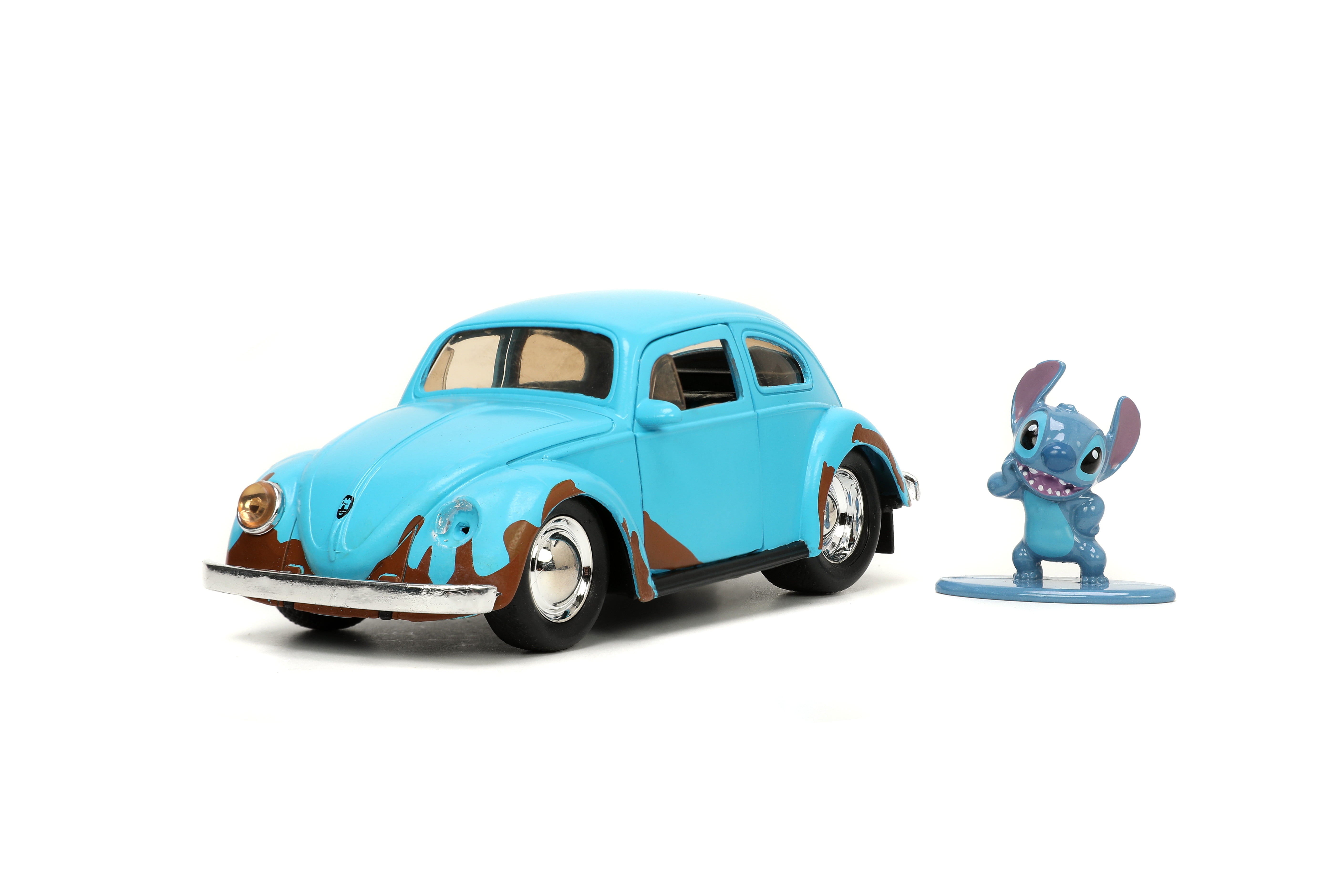 Jada Toys Disney Lilo and Stitch 1:32 Volkswagen Beetle Die-cast Car w/ 1.65" Stitch Figure, Toys for Kids and Adults