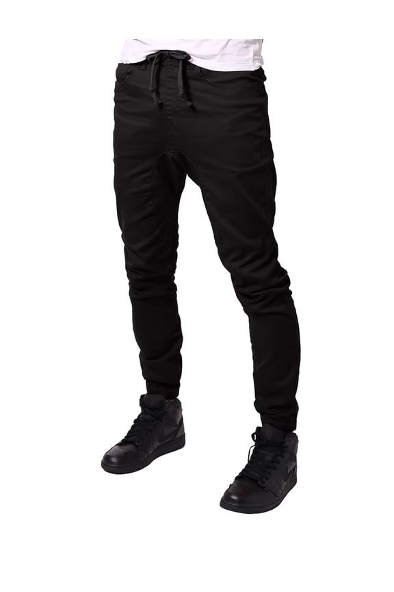 Allsense x Victorious Men's Slim-Fit Twill Drop-Crotch Jogger Pants, Black, 4XL